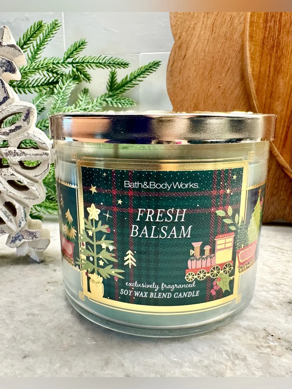 New Bath & Body Works 3-Wick Fresh Balsam Candle 14.5oz Christmas Winter Scent - Picture 6 of 7
